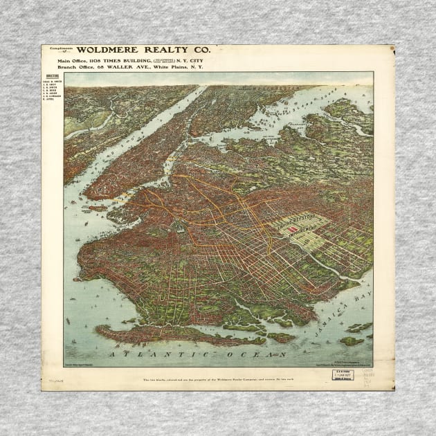 Vintage Map of Brooklyn NY (1908) by Bravuramedia